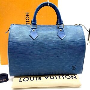LOUIS VUITTON Epi blue Speedy 25 Boston Bag Handbag